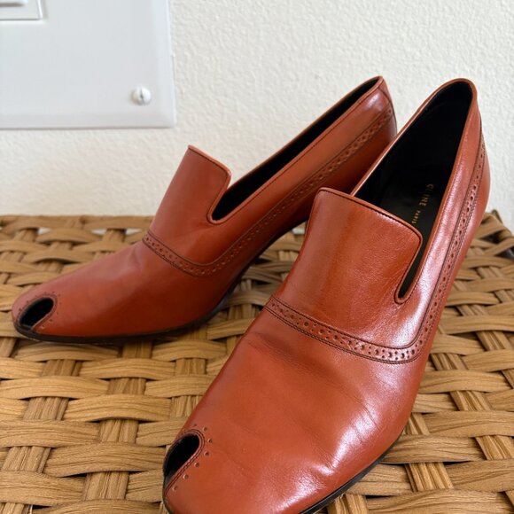 Old Celine Brown Leather Peep Toe Pump 80 Heel Shoes Size EU 40 Phoebe Philo - Picture 3 of 7